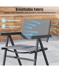 Slickblue Patio Chairs Outdoor Dining Chair with Breathable Fabric Seat-Set of 4