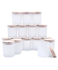 Gnuadz Glass Candle Jars with Wood Lids 16 Pack