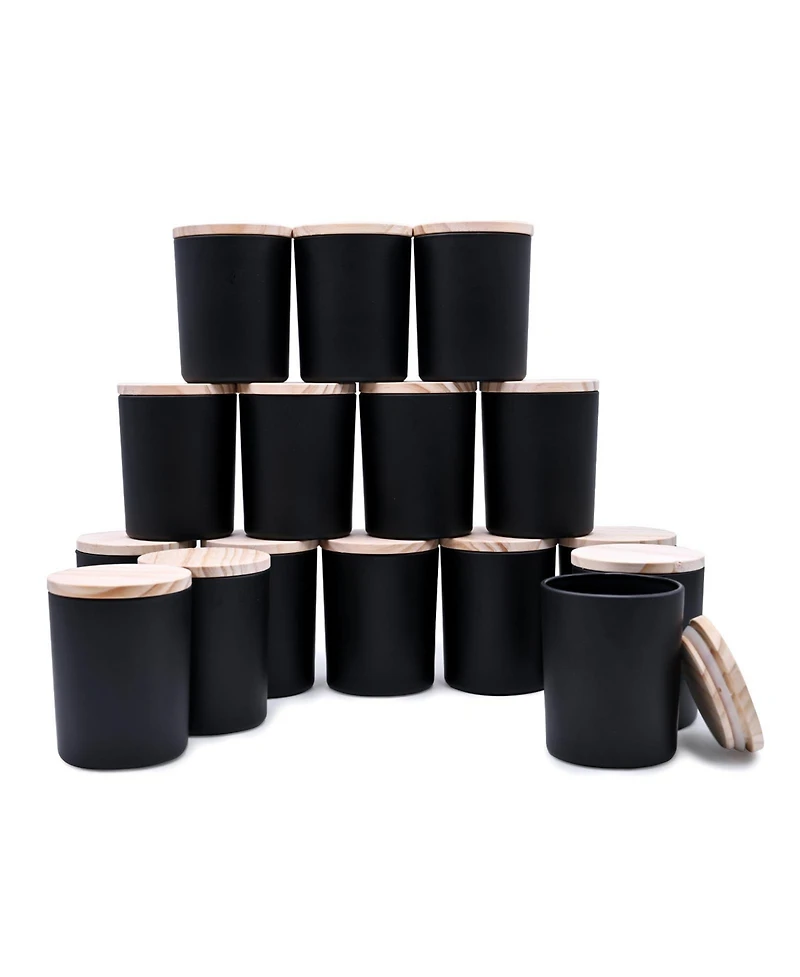 Gnuadz Glass Candle Jars with Wood Lids 16 Pack