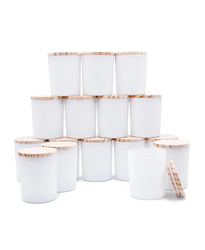 Gnuadz Glass Candle Jars with Wood Lids 16 Pack
