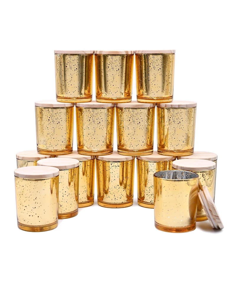 Gnuadz Glass Candle Jars with Wood Lids 16 Pack