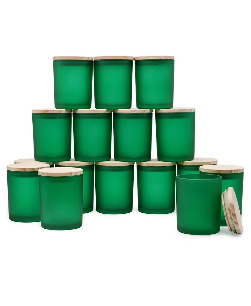 Gnuadz Glass Candle Jars with Wood Lids 16 Pack