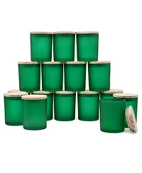 Gnuadz Glass Candle Jars with Wood Lids 16 Pack