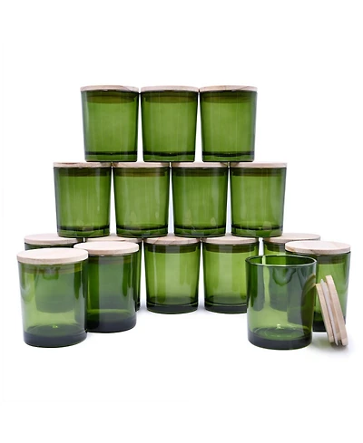 Gnuadz Glass Candle Jars with Wood Lids 16 Pack