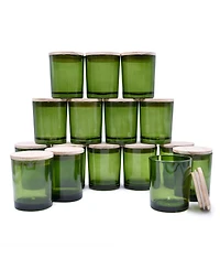 Gnuadz Glass Candle Jars with Wood Lids 16 Pack