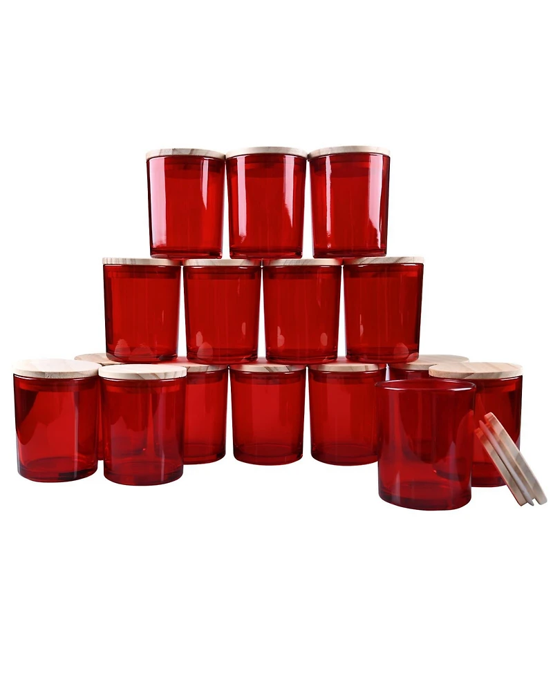 Gnuadz Glass Candle Jars with Wood Lids 16 Pack