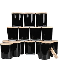 Gnuadz Glass Candle Jars with Wood Lids 16 Pack