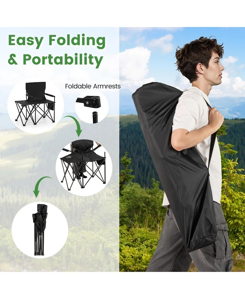 Gouun Oversized Camping Chair with Integrated Side Table and Storage Pockets