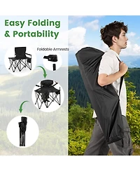 Gouun Oversized Camping Chair with Integrated Side Table and Storage Pockets