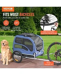 Aostirmotor Dog Bike Trailer Pet Carrier Supports 100 lbs, Easy Fold with Quick Release Wheels, Universal Coupler,Blue/Black