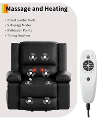 gaomon Electric Lift Recliner Chair - Heat and Massage, Pu Leather Power Lift Recliner for Elderly and Mobility Impaired, Adjustable Back and Legs