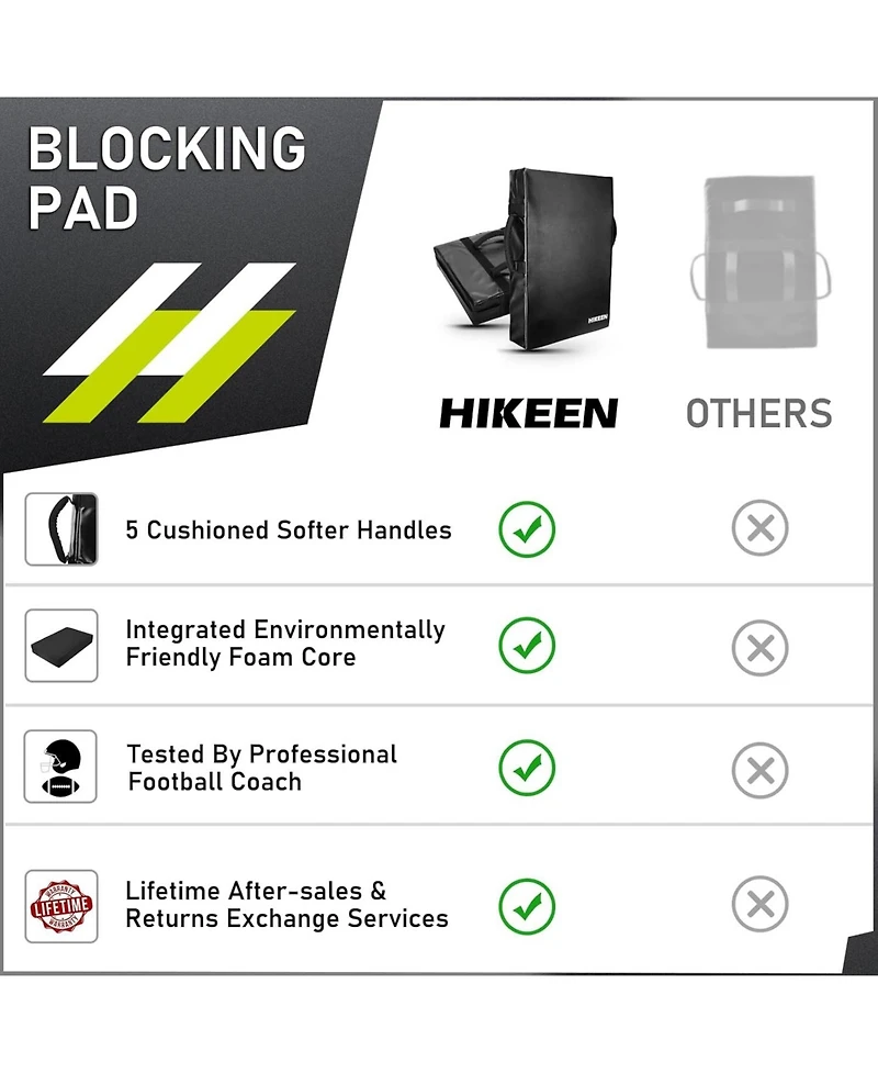 Hikeen Football Blocking Pad Training Equipment Denser Softer Foam Kick Pads for Football, Basketball, Hockey, Lacrosse Tackle Dummy
