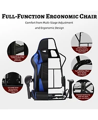 flynama Massage Gaming Chair with Footrest,Pu Ergonomic E-Sports Chair