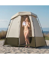 Gouun 2-Room Foldable Camping Shower and Privacy Tent with Upf 50