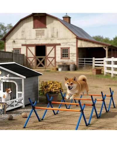 Aostirmotor Pet Agility Training Equipment, Dog Agility Course Set for Backyard, Complete Obstacle Course Kit with Tunnels and Hurdles