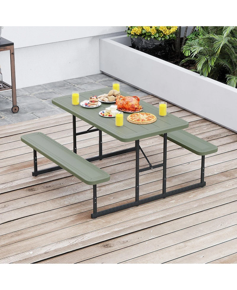 Sugift Picnic Table Bench Set for 2-4 People Outdoor Rectangular Camping Dining Table.