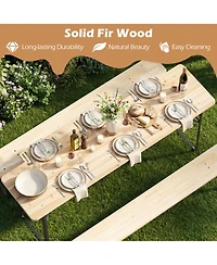 Sugift 70 Inch 3-Piece Folding Picnic Table with Benches for 6 Fir Wood Portable Bear Camping Table.