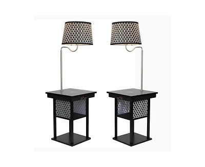 Brightech Madison Led Table & Lamp Combo Bundle with Usb and Wireless Charging Pad, Set of 2