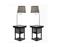 Brightech Madison Led Table & Lamp Combo Bundle with Usb and Wireless Charging Pad, Set of 2