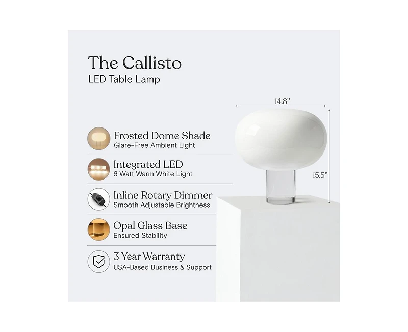 Brightech Callisto Oval Frosted Glass Modern Led Table Lamp