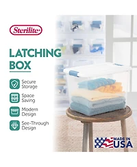 Sterilite 25 Quart Latching Storage Box, Stackable Bin with Latch Lid, 12 Pack