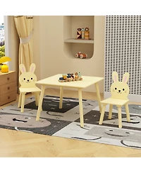 Rainsken 3 Piece Kids Table and Chairs Set, with 2 Bunny Chairs, Activity Play Table Set, for Study, Drawing, Play, Boys and Girls Gift for Ages 2+