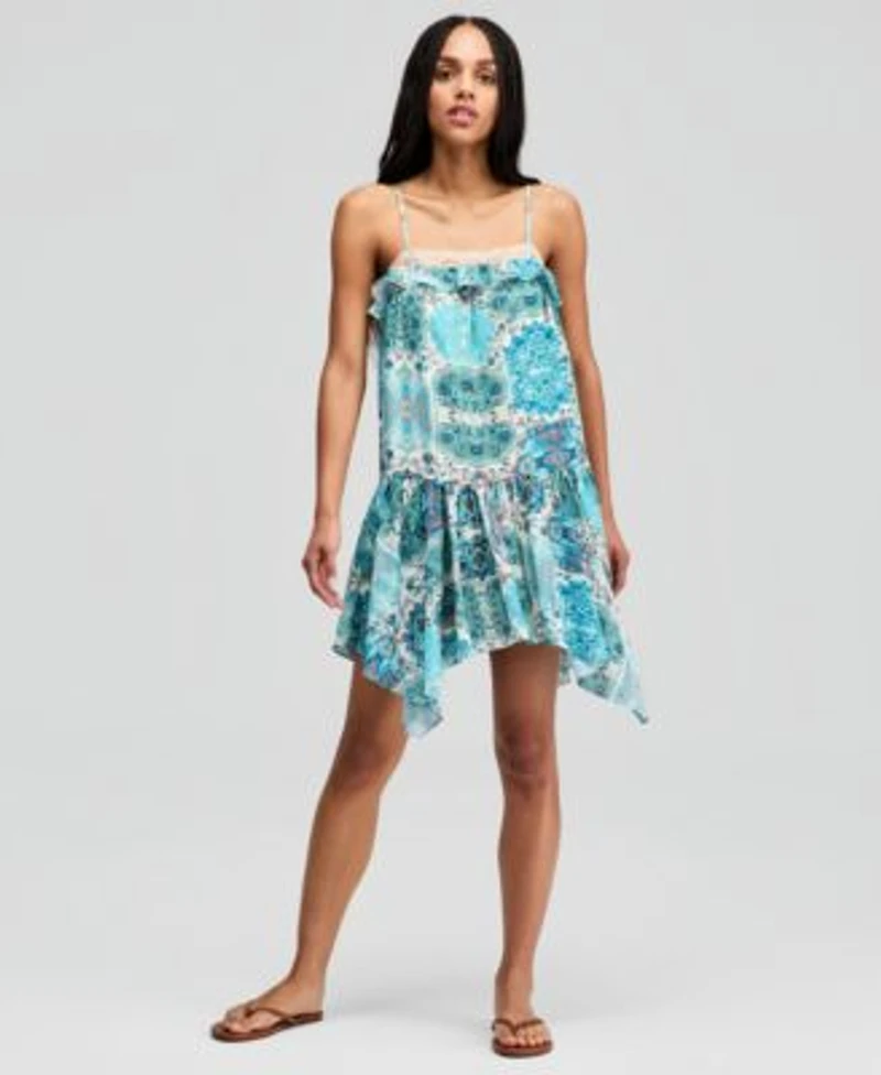 Now This Womens Paisley Handkerchief Hem A Line Dress Macys Exclusive