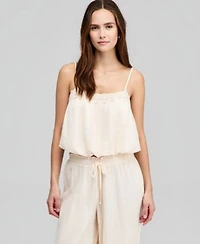 Now This Womens Cotton Crochet Trim Bubble Hem Top Macys Exclusive