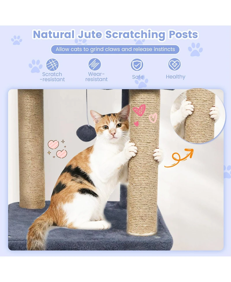 Cozito Cat Tree 64 in with 2 Condos and Jute Scratching Posts