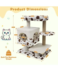 Cozito Cat Tree 30 inch Modern with Wide Perch and 2-Door Condo