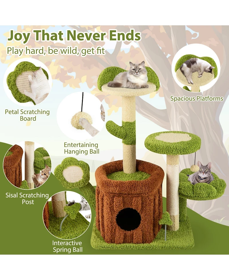 Cozito Cat Tree 36 in Cute Jungle Activity Center with Condo