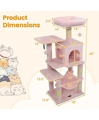 Cozito Cat Tower 44 in Multi-Level with 2-Door Condo and Top Perch