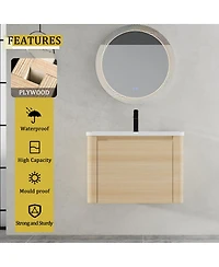 Sillysis Inch Wall Mounted Bathroom Vanity with Ceramic Sink, Soft Close Door and Plywood Cabinet
