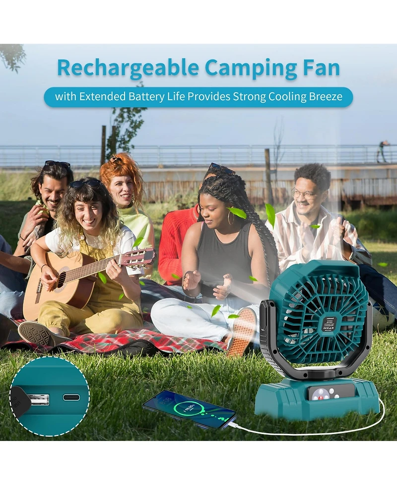 Gnuadz Portable Camping Fan Remote Control Auto Oscillating Outdoor Beach Patio Tent 20000mAh
