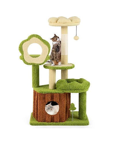 Cozito Cat Tree 40 in Cute Multi-Level with Trunk Condo