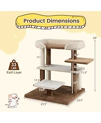 Cozito Cat Tree 28 inch 2-in-1 Pet Steps with Sisal Posts and Platforms