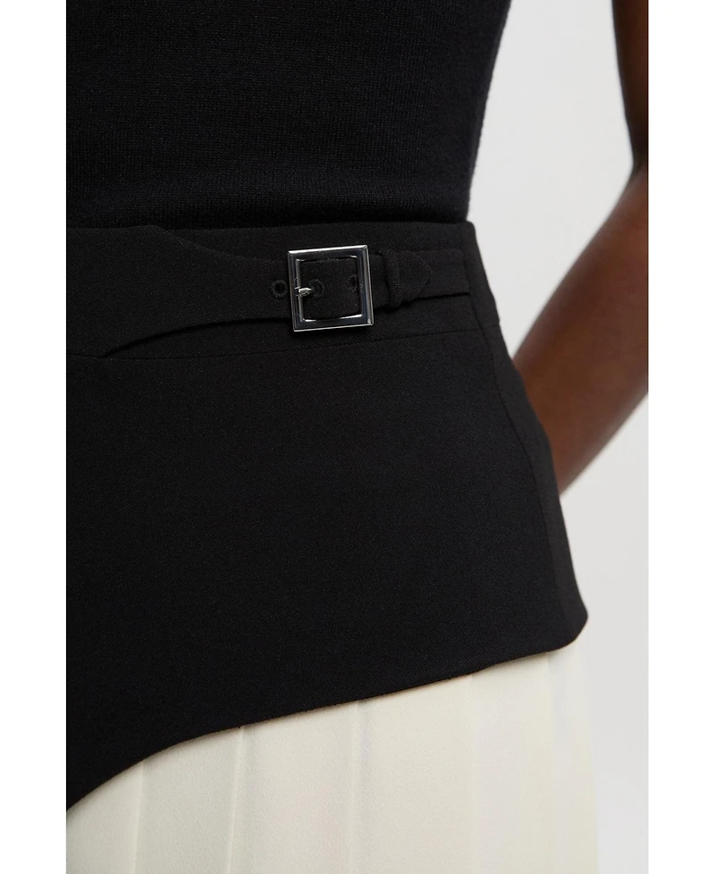 Karen Millen Women's Tailored Buckle Detail Midi Skirt