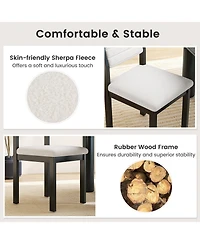 Sugift Set of 2 Dining Chairs Sherpa Upholstered Armless Chair with Wood Frame