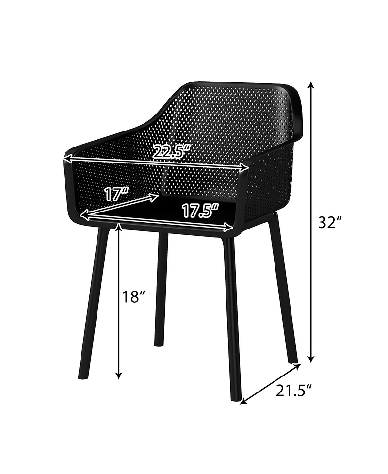 Sugift Modern Plastic Dining Chairs Set of 4 Kitchen Armchairs with Breathable Mesh Backrest