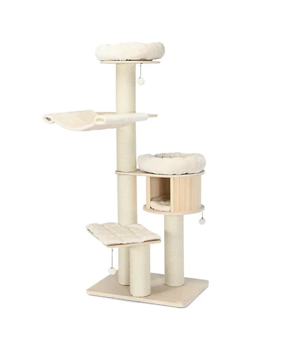 Cozito Cat Tree 68.5 inch 4-Layer Wooden Tower with Sisal Posts