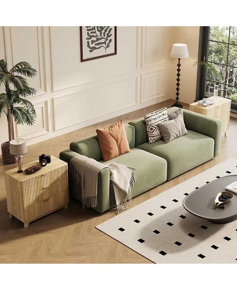 gaomon Bedroom 3-Drawer Nightstand, 31.5 inch Wood Bedside Table with Fluted Front.