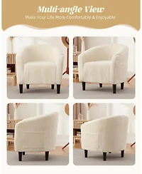 gaomon Accent Barrel Chair Corduroy Club Chair Elegant Armchair Cozy Backrest for Living Room Bedroom Reception Room Office