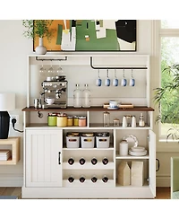 gaomon 47-Inch Buffet Sideboard Cabinet with Power Outlets, Wine Rack and Goblet Holders