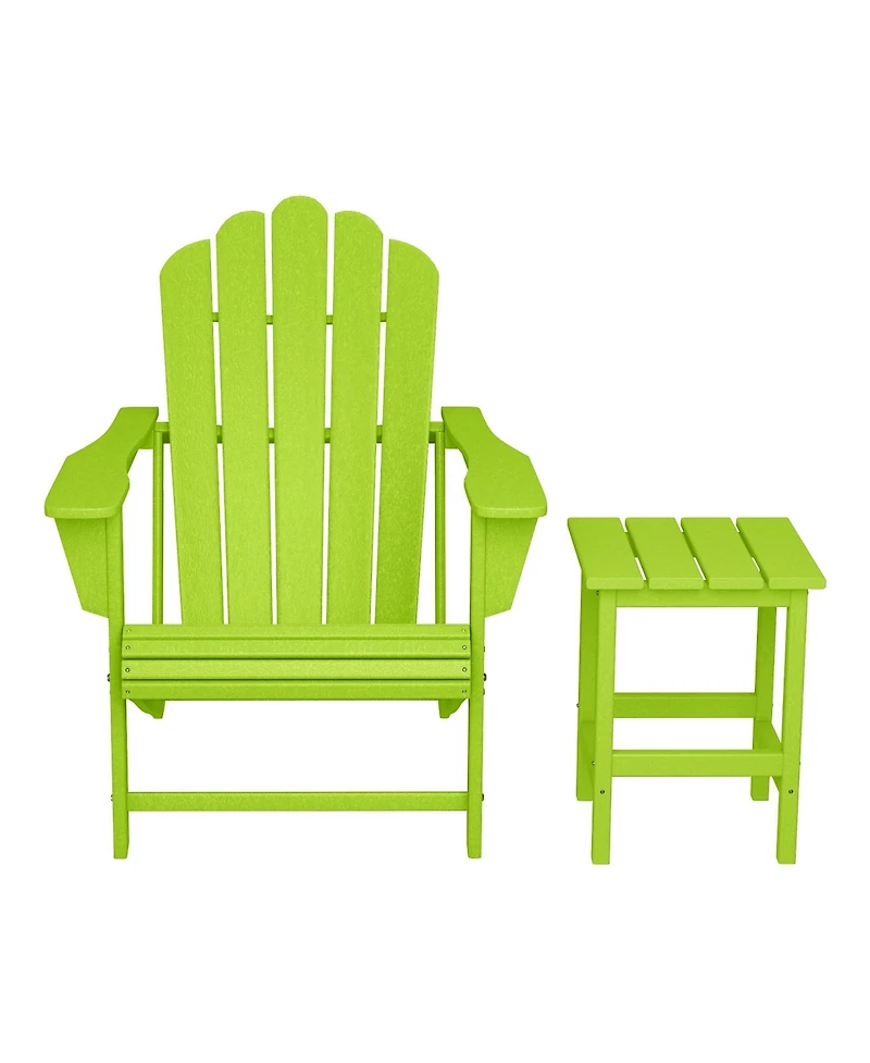 WestinTrends Outdoor Patio Hdpe Adirondack Chair With Cup Holder and Table Set