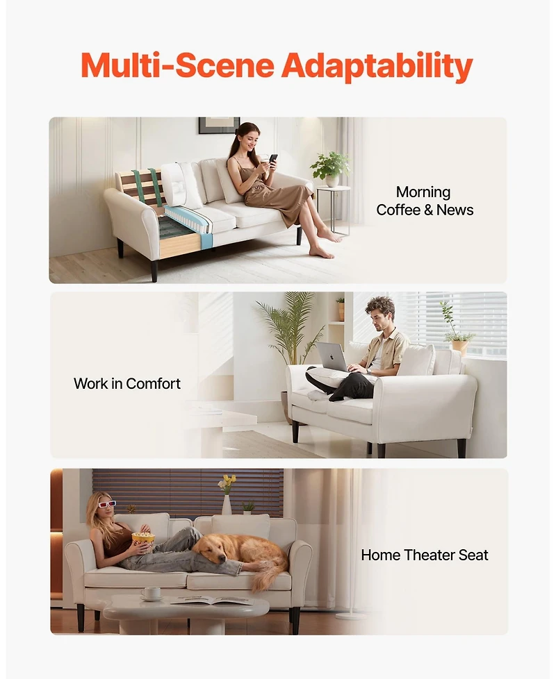 Gouun Velvet 69-Inch Loveseat Sofa with Sinuous Spring Support and Soft Cushions