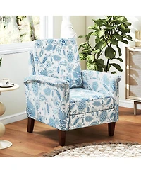 Gouun Floral Farmhouse Boho Accent Chair with Solid Wood Legs