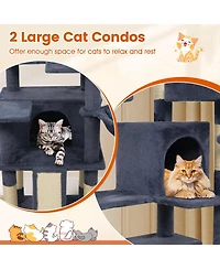 Cozito Cat Tree 65 inch with 3 Plush Perches and 2 Condos