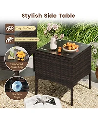 Gouun 3-Piece Compact Pe Wicker Patio Set with Cushions for Porch and Balcony