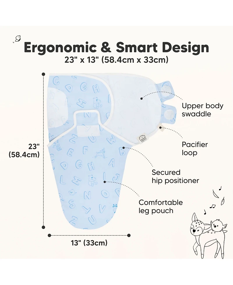 KeaBabies 3pk Soothe Baby Swaddle, Organic Swaddle Sleep Sacks, Newborn, Infant Sack