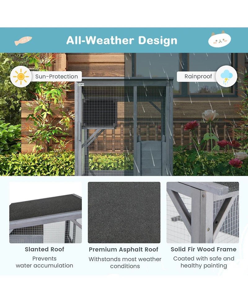 Cozito Cat House Outdoor 72 inch Wooden with Weatherproof Roof